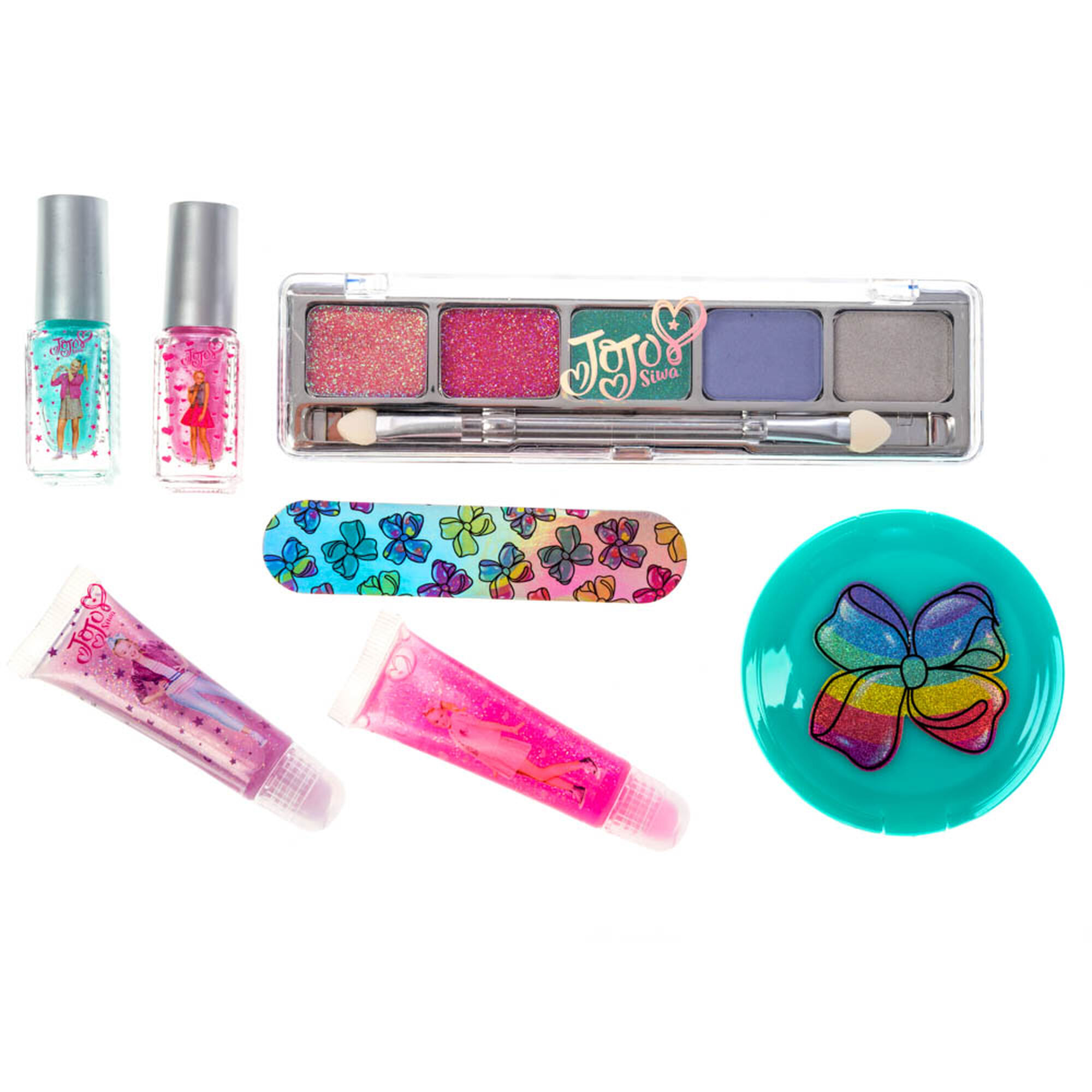 JoJo Siwa™ Heart-Shaped Holographic Cosmetic Bag with Makeup - Silver