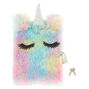 Pastel Rainbow Unicorn Plush Lock Diary,
