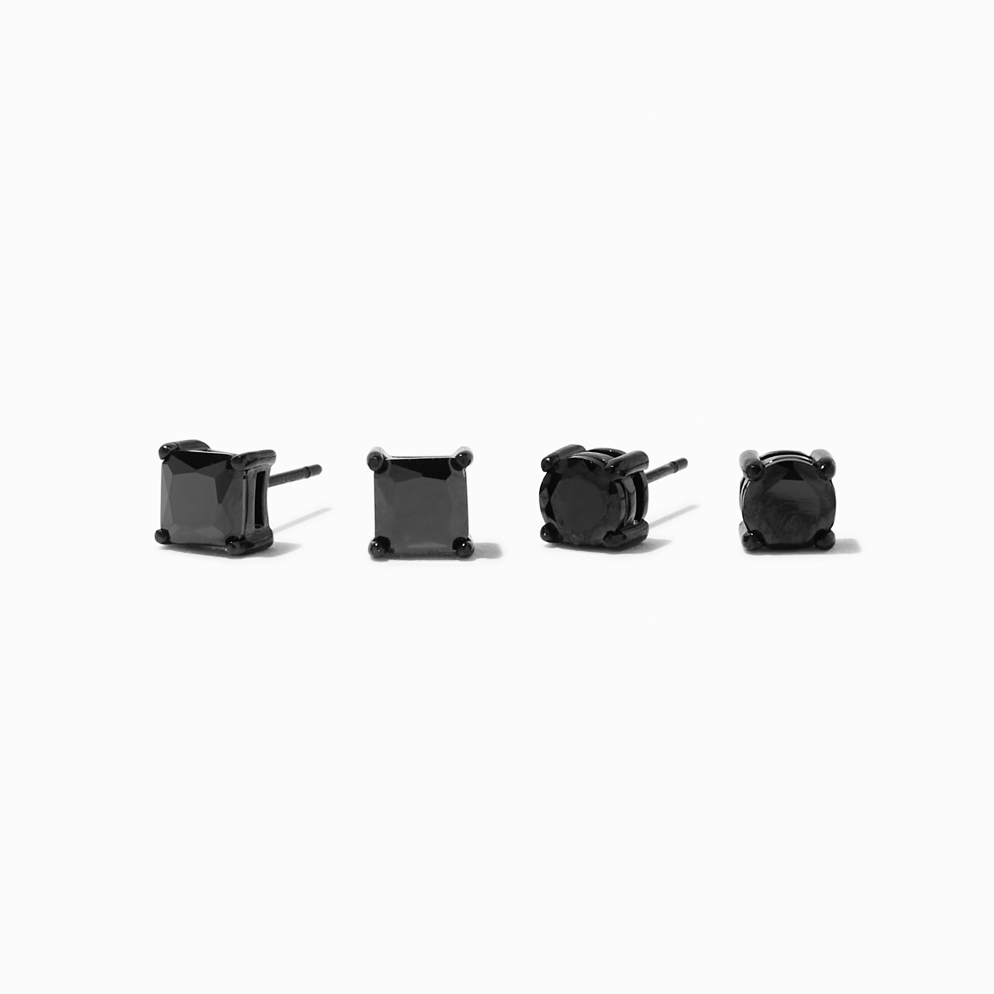 View Claires Stainless Steel Cubic Zirconia 6MM Square Round Stud Earrings 2 Pack Black information