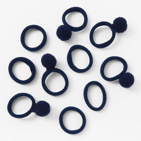 Claire&#39;s Club Navy Blue Pom Hair Ties - 10 Pack,