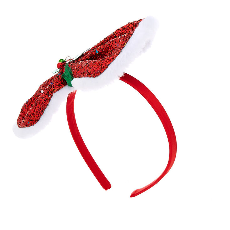 Claire's Serre-tête à nœud avec houx et paillettes rouges