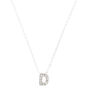 Silver Embellished Initial Pendant Necklace - D,