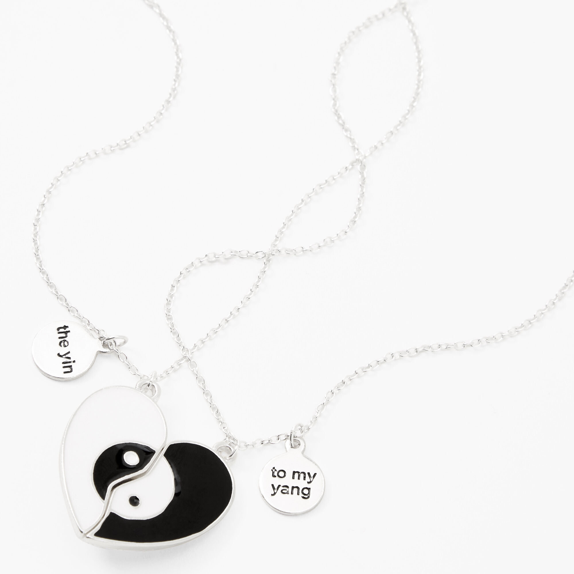 Best Friends Yin Yang Split Heart Pendant Necklaces 2 Pack