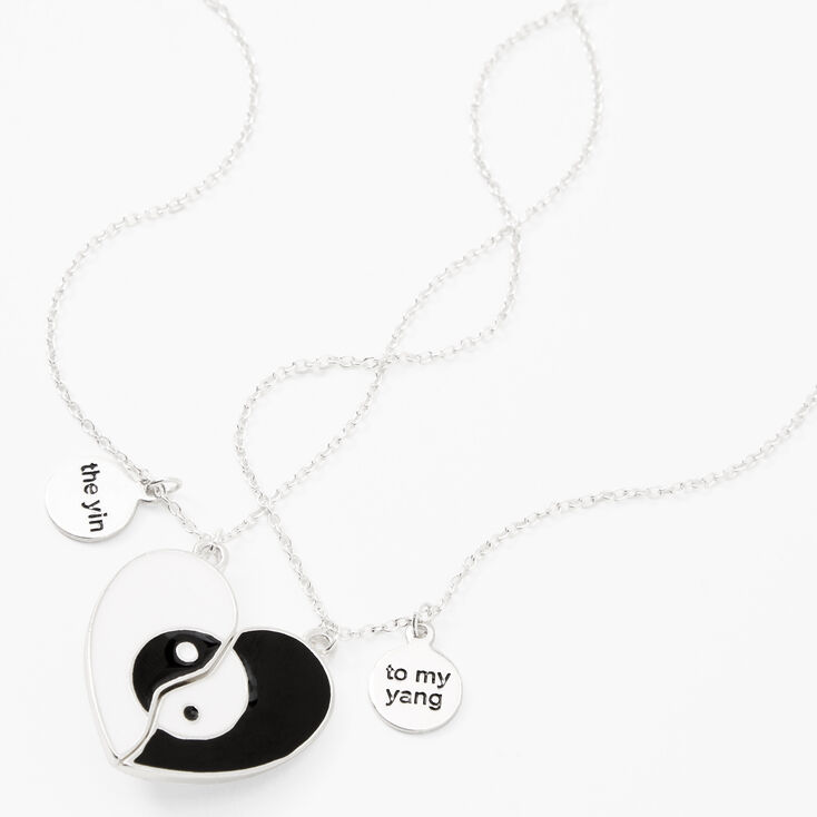 Best Friends Yin &amp; Yang Split Heart Pendant Necklaces - 2 Pack,