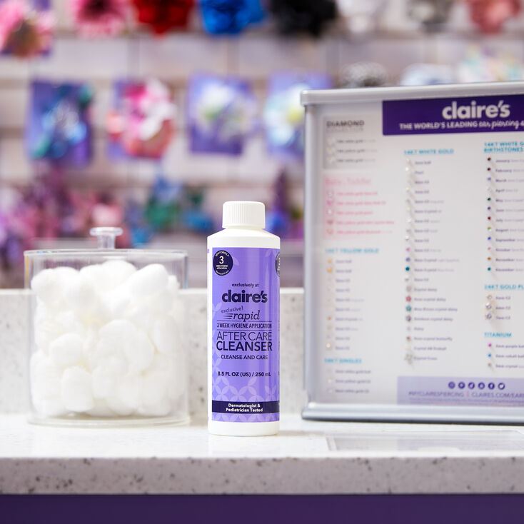 Claire's 8.5 Fl Oz Rapid 3 Week Aftercare Ear Piercing Solution Lotion –  Avoid Infections on Pierced Ears, Nose Piercings, and Belly Button  Piercings