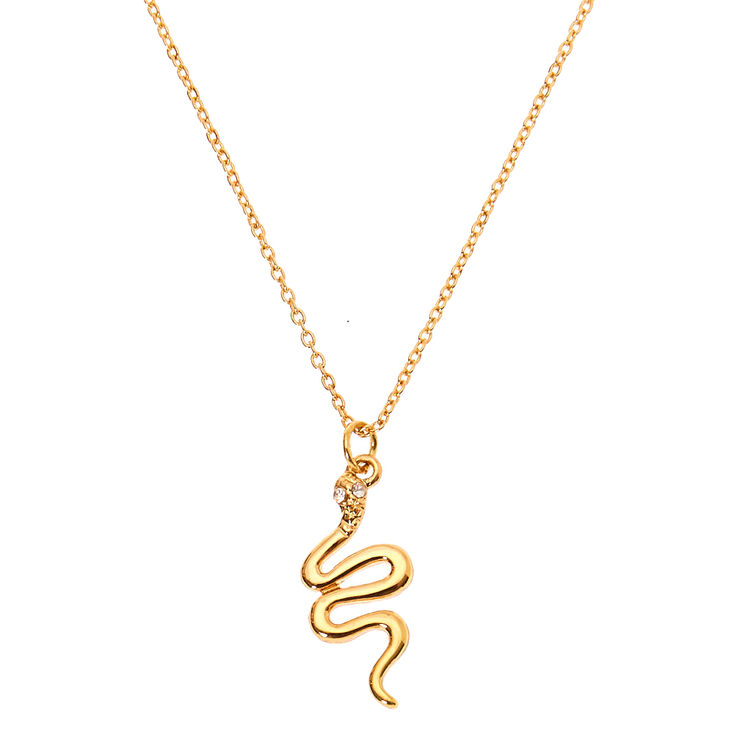 Gold-tone Snake Pendant Necklace,