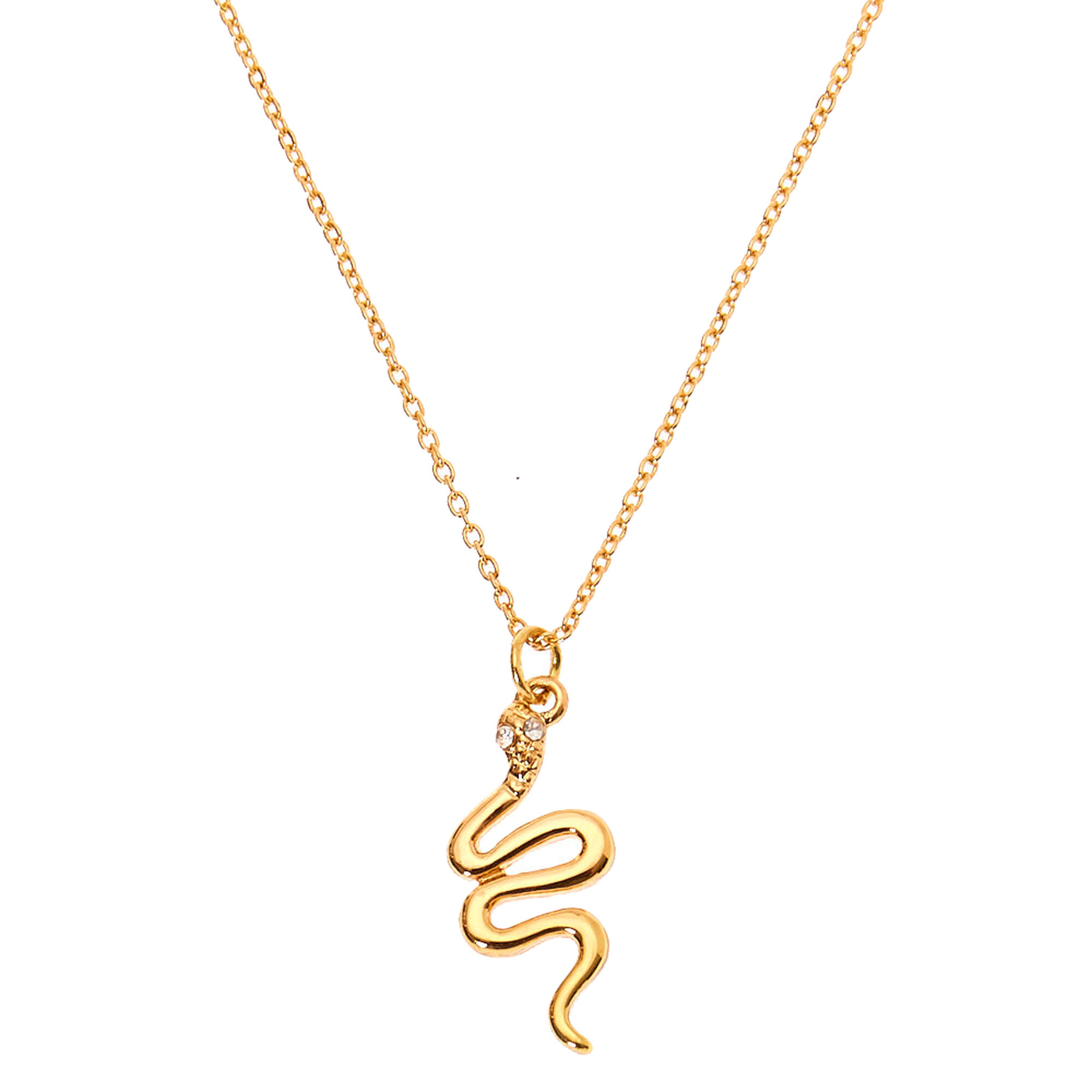 View Claires Tone Snake Pendant Necklace Gold information