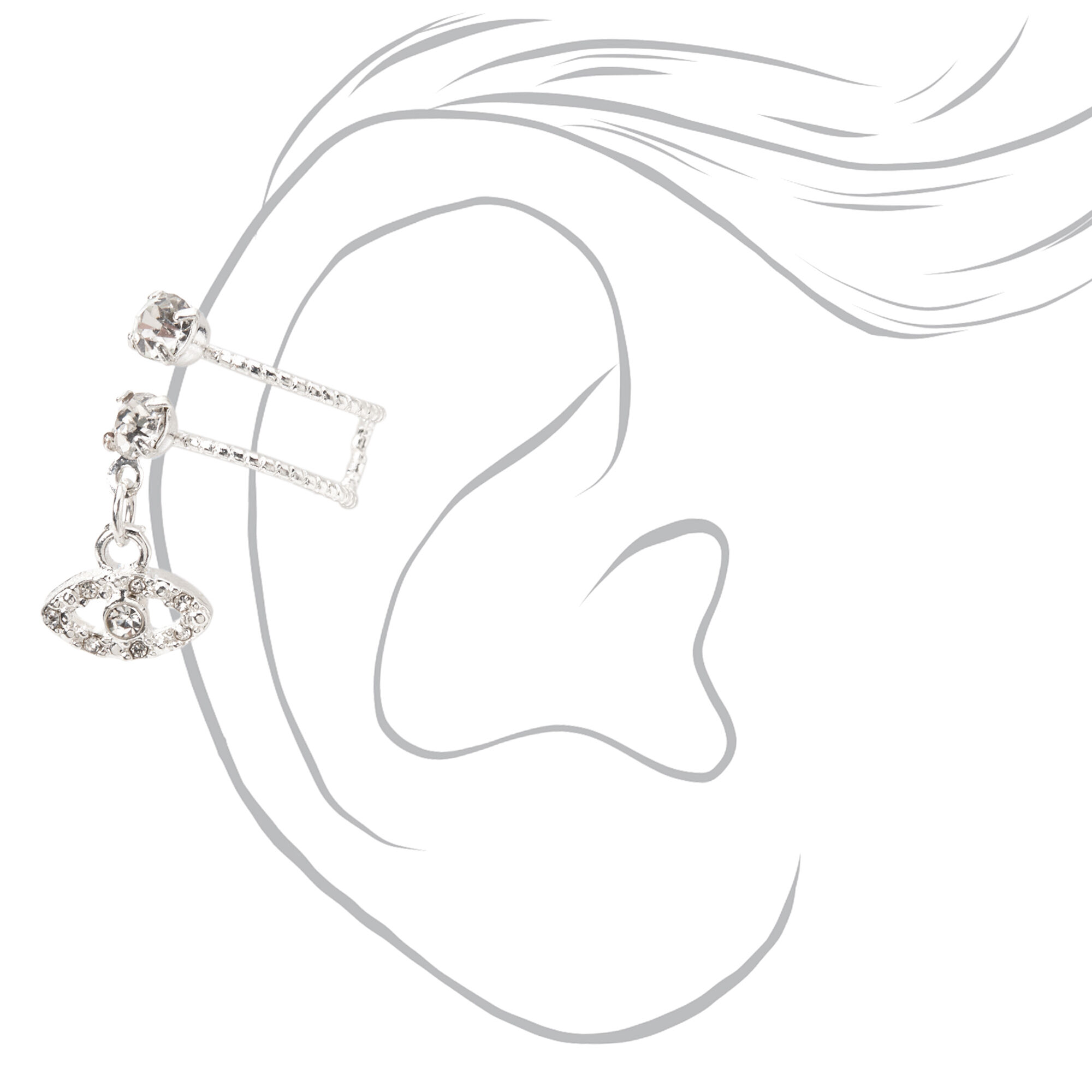 Silver 14G Embellished Evil Eye Belly Ring,