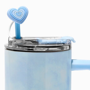 Caches pour pailles, tasse blanche et c&oelig;ur bleu - Lot de 2,
