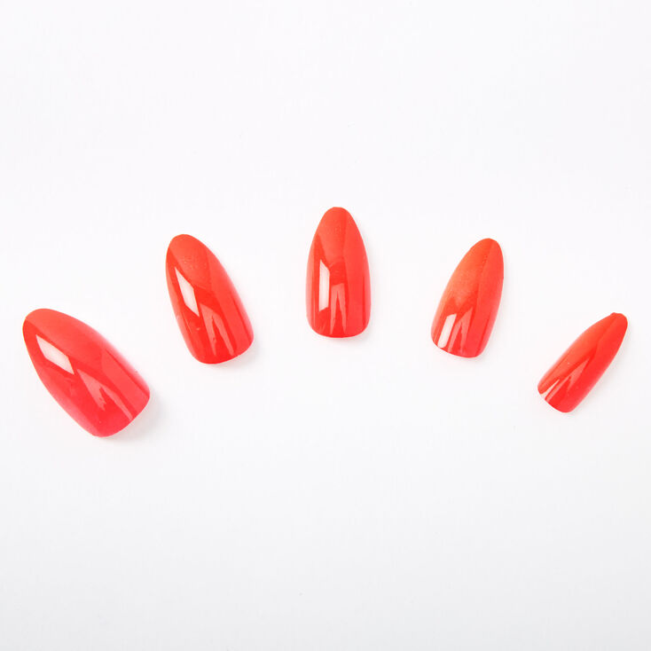 Glossy Stiletto Faux Nail Set - Coral, 24 Pack,