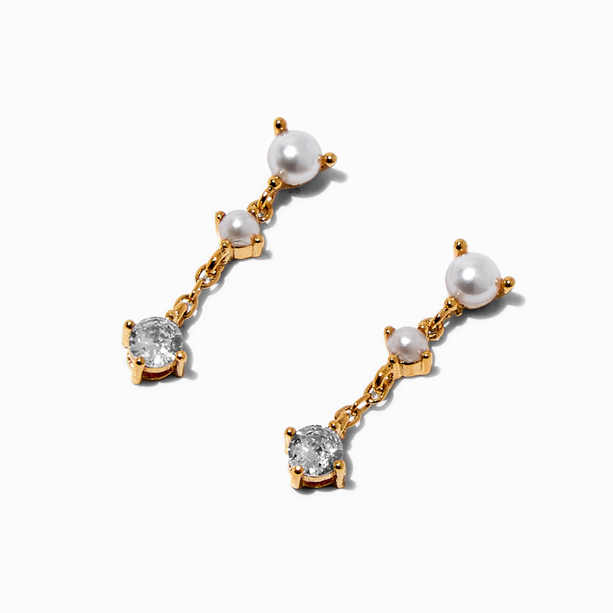 C LUXE by Claire's 18kt Gold Plated Cubic Zirconia Opal Pearl Micro Drop Earrings,