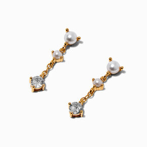 C LUXE by Claire&#39;s 18kt Gold Plated Cubic Zirconia Opal Pearl Micro Drop Earrings,