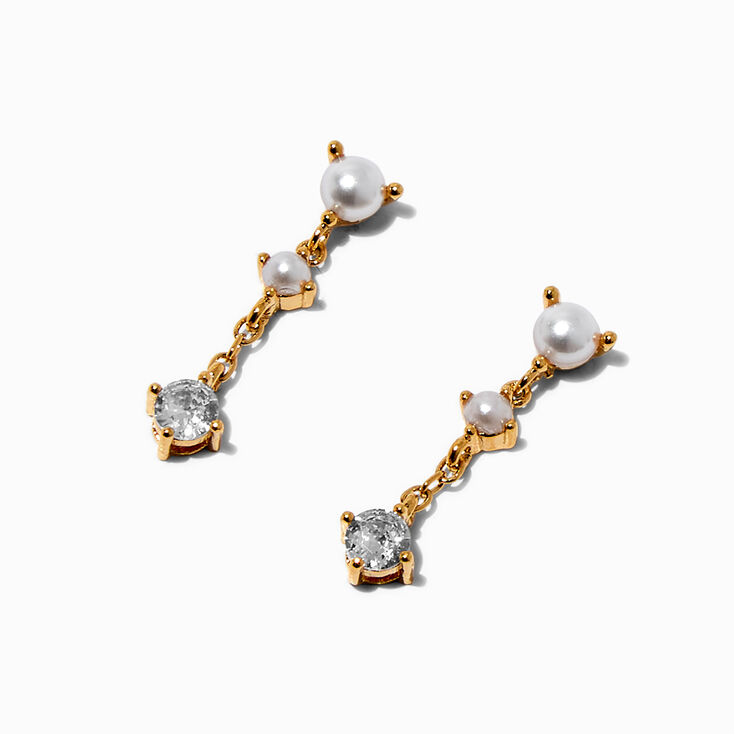 C LUXE by Claire&#39;s 18kt Gold Plated Cubic Zirconia Opal Pearl Micro Drop Earrings,
