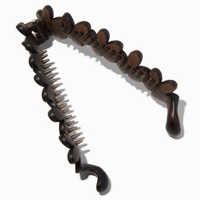 Matte Black Flower Banana Hair Claw Clip,