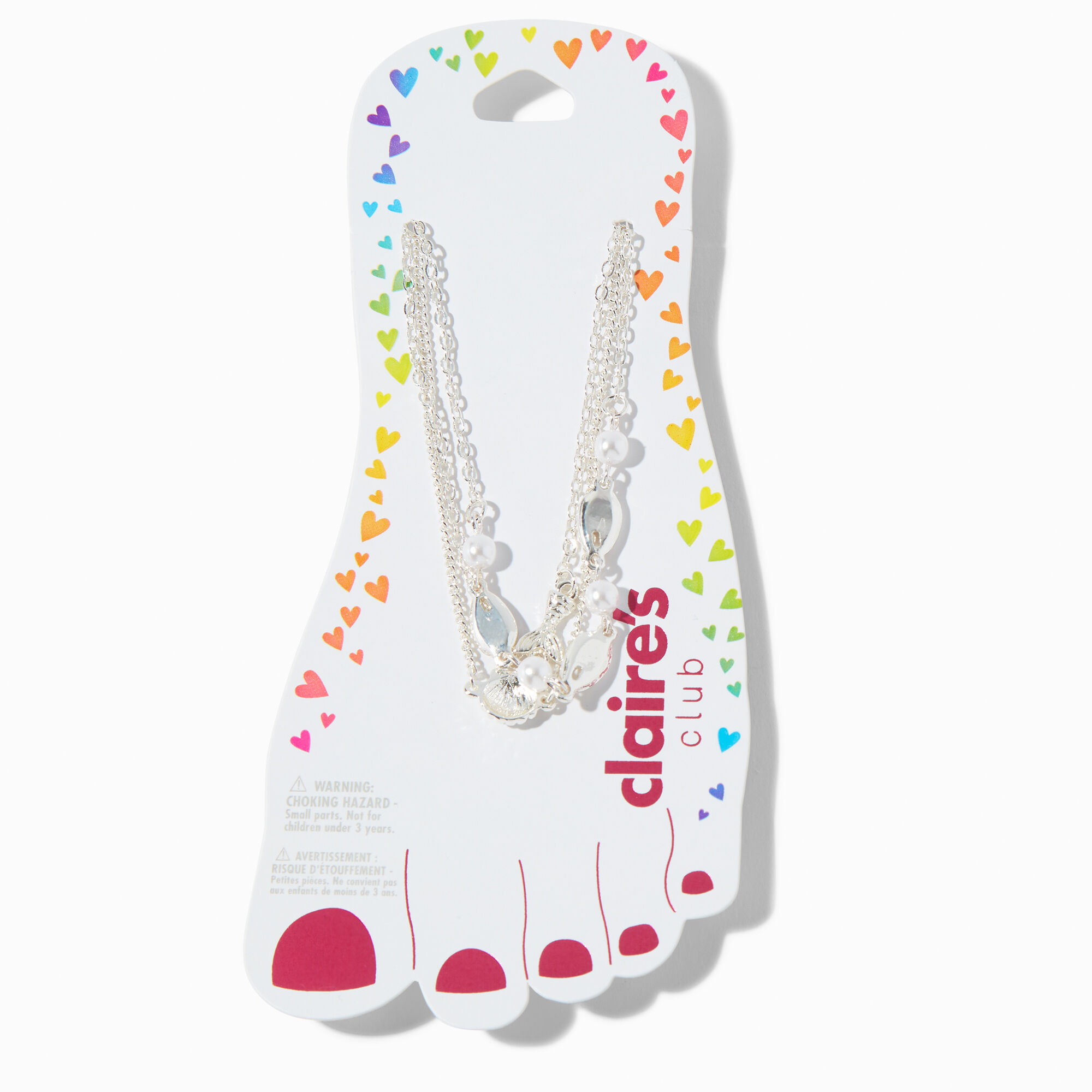 Claire s Club Silver Sea Critter Anklets 3 Pack