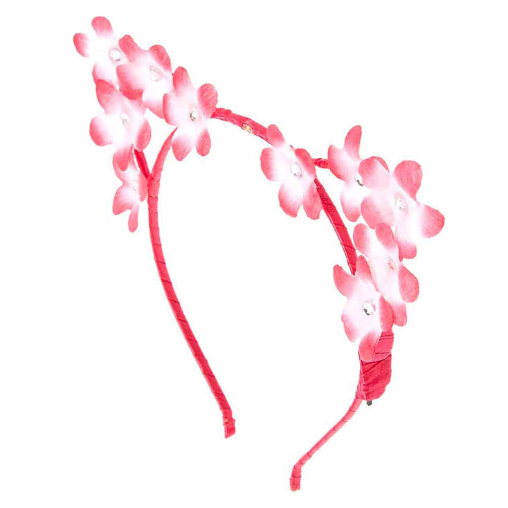 Kids Light Up Pink and White Flowers Cat Ears Headband,