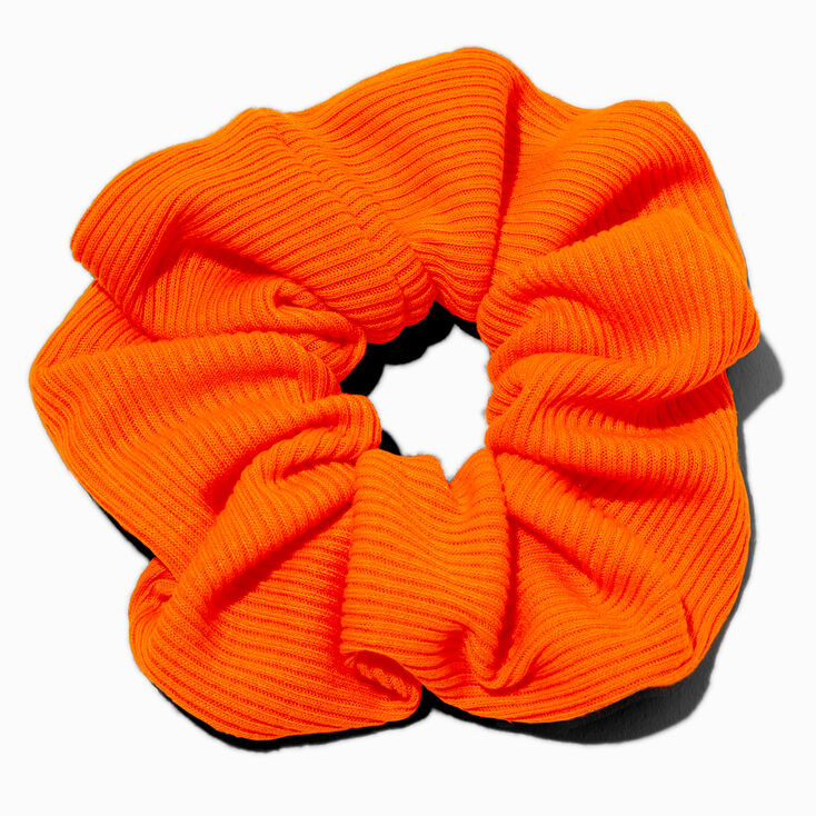 Ribbed Orange Hair Scrunchie,