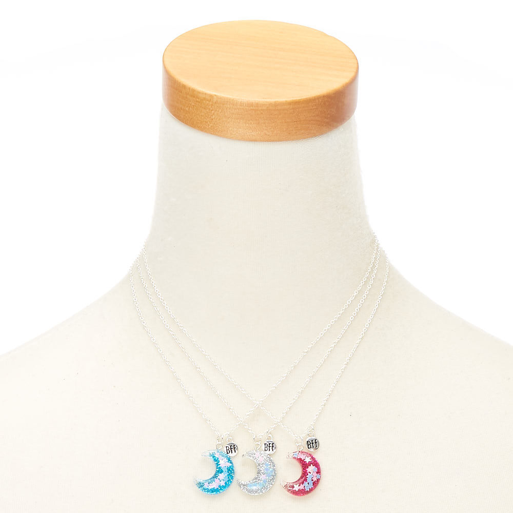 Best Friends Holographic Moon Pendant Necklaces - 3 Pack,
