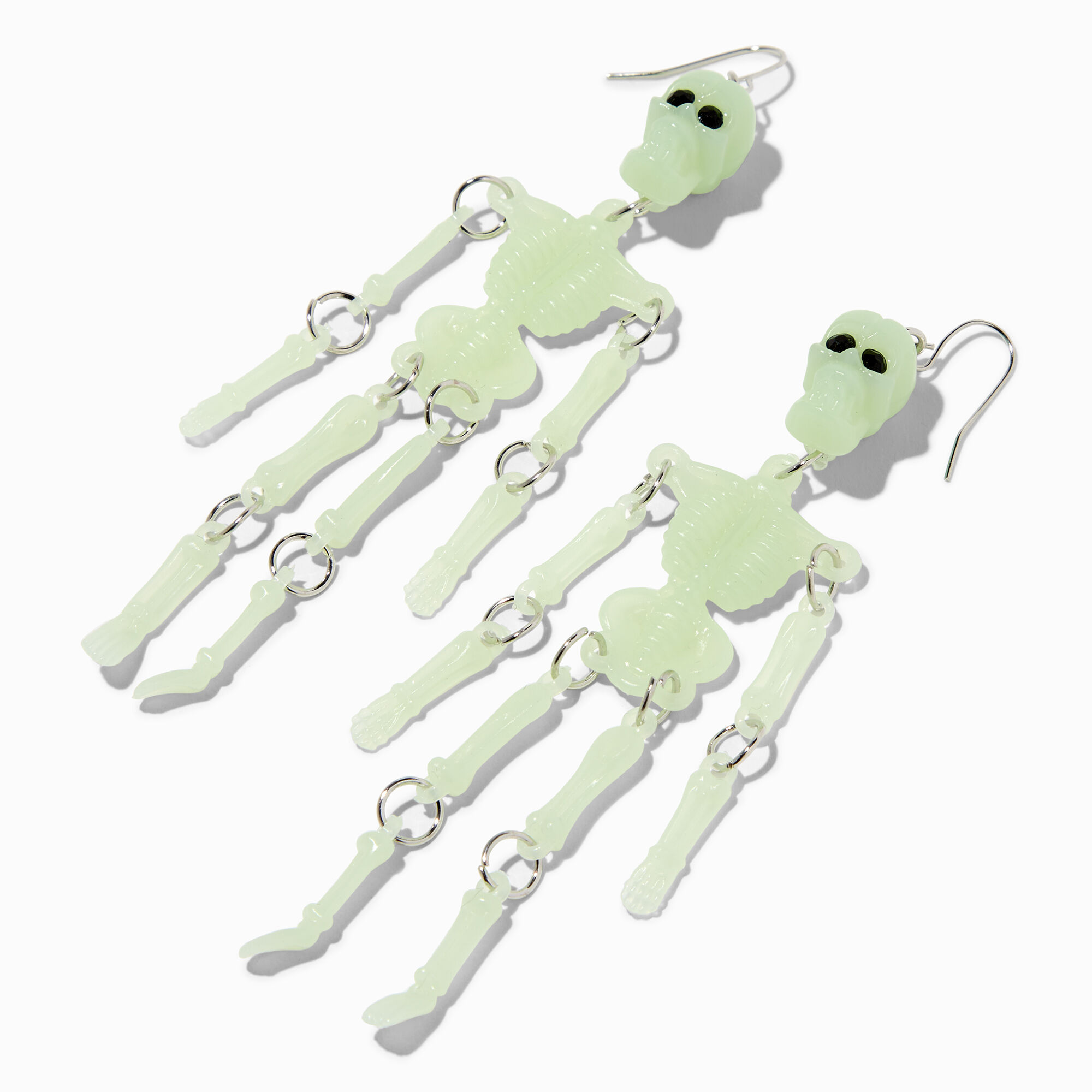 View Claires Glow In The Dark Skeleton 4 Drop Earrings information