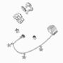 Silver-tone Star Chain Ear Cuff Connector Stack Earrings,