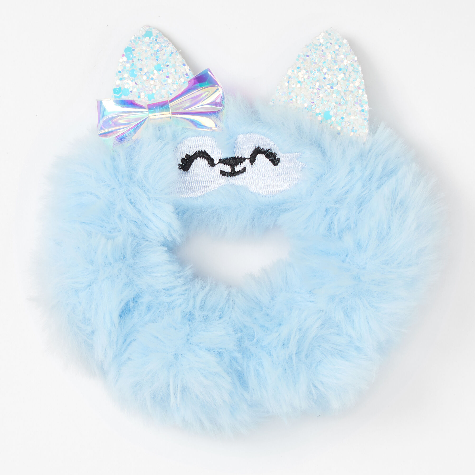 View Claires Medium Faux Fur Husky Hair Scrunchie Blue information