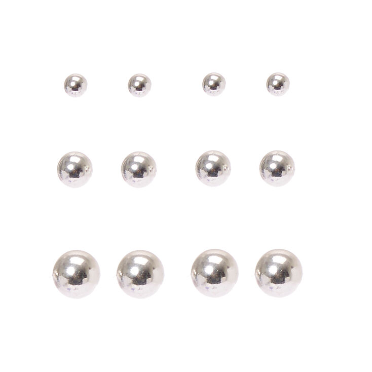 Graduated Silver Ball Stud Earrings Claire S Graduated Silver Ball Stud Earrings
