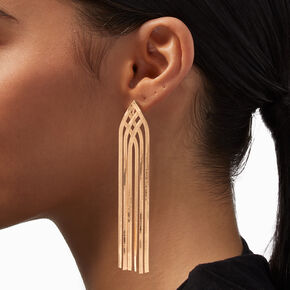 Gold 4.5&quot; Snake Chain Linear Clip-On Drop Earrings,