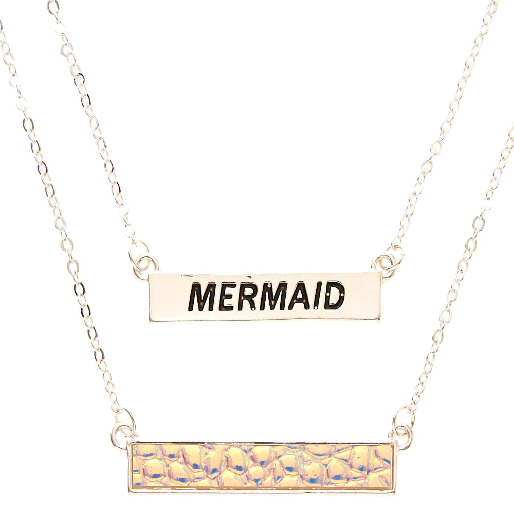 Silver Tone Mermaid Necklaces - 2 Pack,