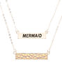 Silver Tone Mermaid Necklaces - 2 Pack,
