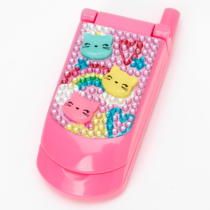 Lot de gloss portable &agrave; clapet bling bling chaton arc-en-ciel Claire&#39;s&nbsp;Club - Rose,