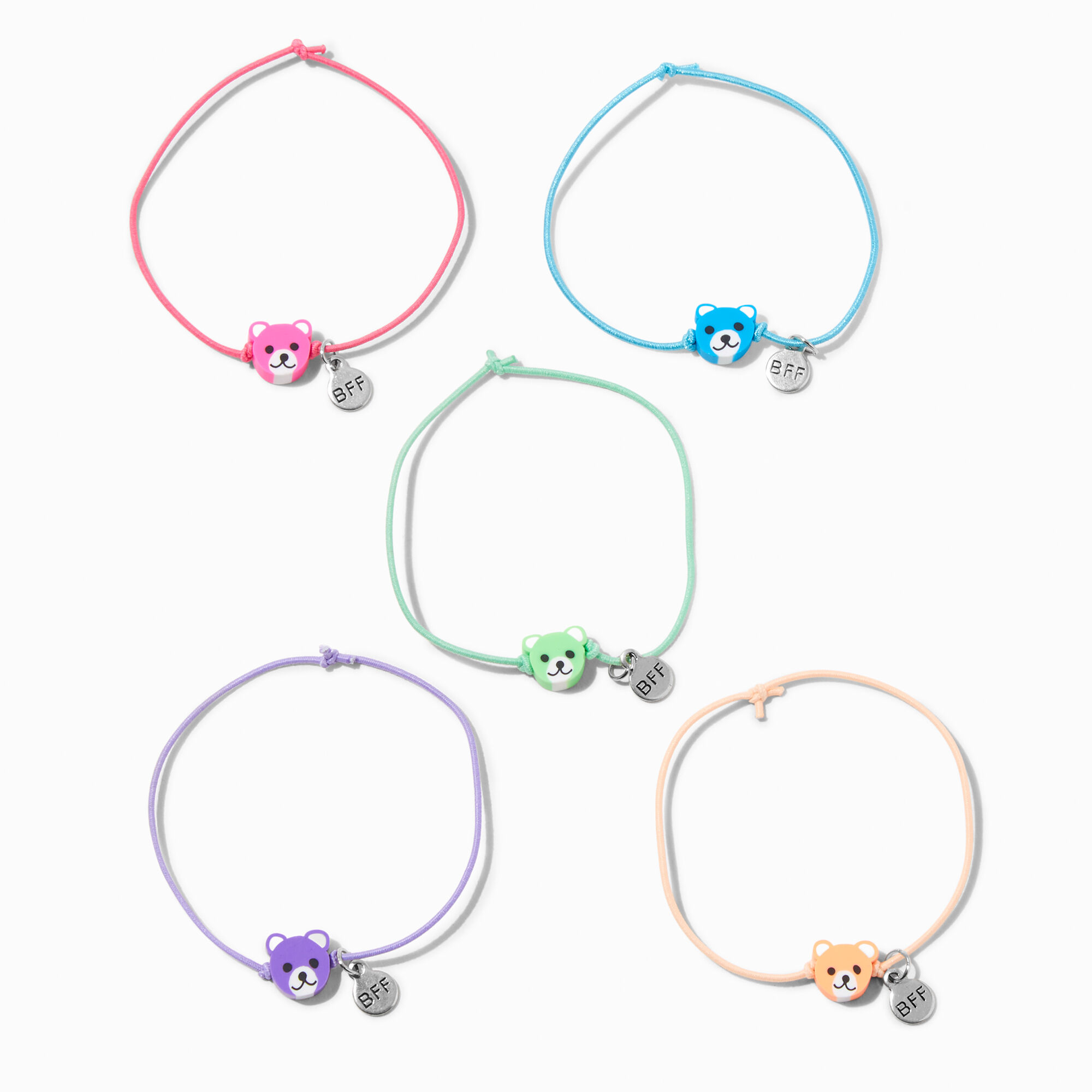 Best Friends Teddy Bear Adjustable Bracelets 5 Pack Claire s