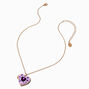 UV Color-Changing Purple Mosaic Heart Locket Pendant Necklace,