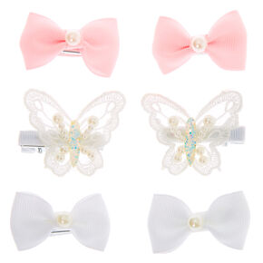 Large 4” Girls Pink Hair Bow Bobble Wedding Flower Girls School Pink Bow Sparkly