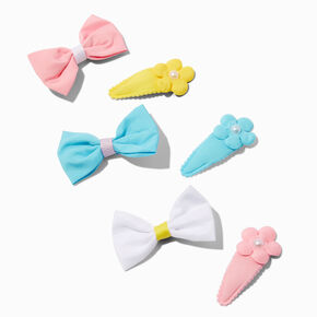 Claire&#39;s Club Daisy &amp; Bow Mixed Snap Hair Clips - 6 Pack,