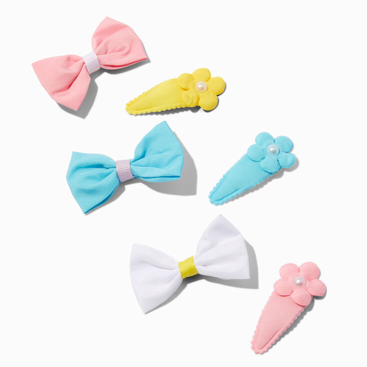 Claire&#39;s Club Daisy &amp; Bow Mixed Snap Hair Clips - 6 Pack,