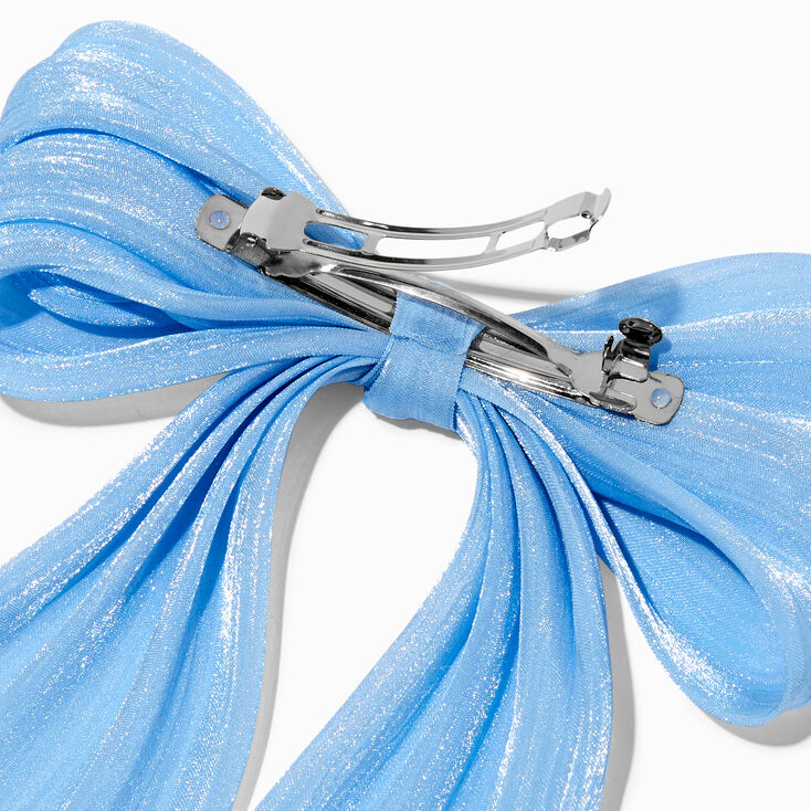 Blue Organza Hair Bow Clip,