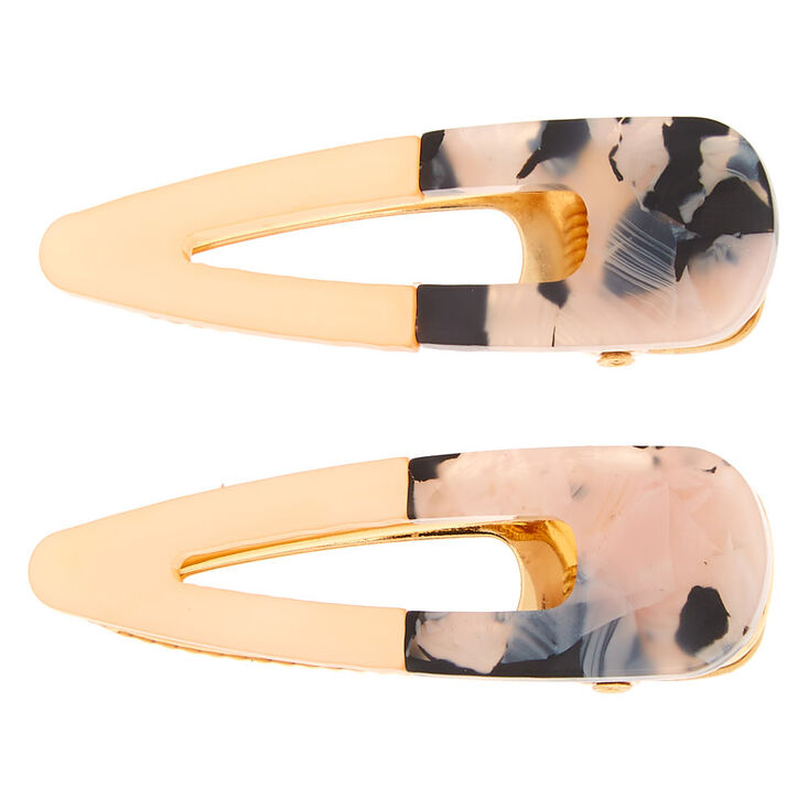 Barrettes &eacute;caille de tortue couleur dor&eacute;e - P&ecirc;che, lot de 2,