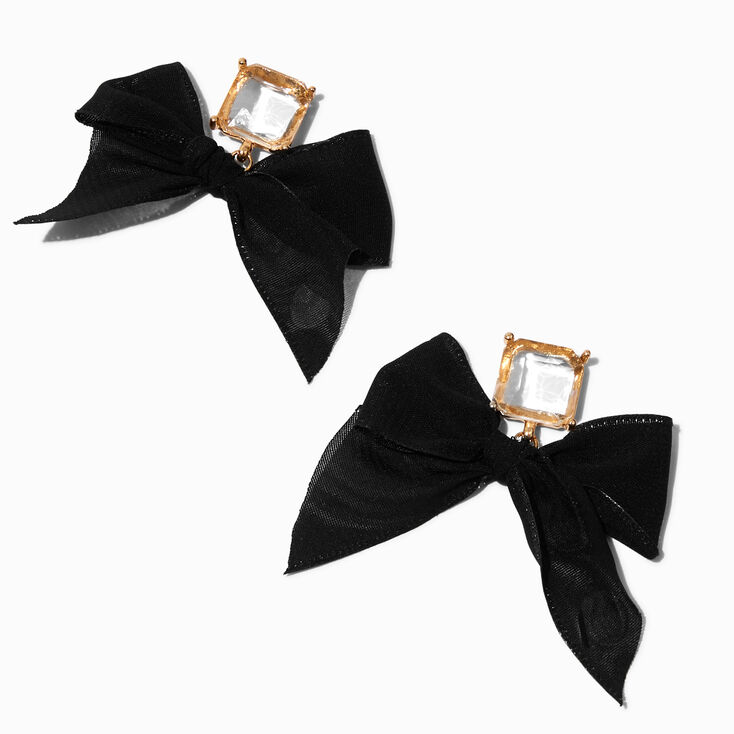 Gold-tone Bling Bow Drop Earrings ,