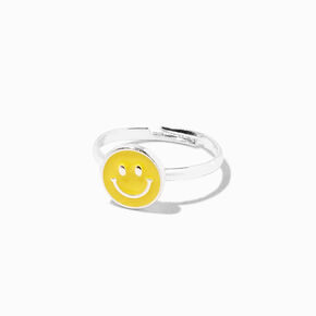 Silver-tone Happy Face Rings Set - 4 Pack ,