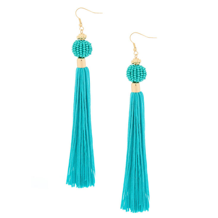 5&quot; Vintage Design Tassel Drop Earrings - Turquoise,