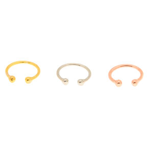 Mixed Metal Faux Hoop Nose Rings - 3 Pack,