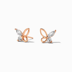 C LUXE by Claire&#39;s 18k Rose Gold Plated Cubic Zirconia Butterfly Earrings,