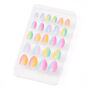 Rainbow Ombre Glitter Stiletto Press On Faux Nail Set - 24 Pack,
