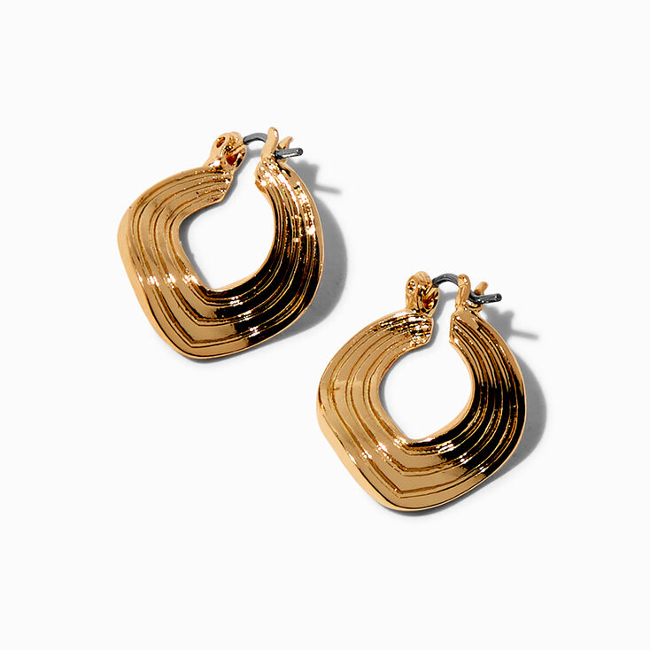 Gold-tone Twisted Disc 20mm Hoop Earrings,