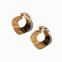 Gold-tone Twisted Disc 20MM Hoop Earrings,