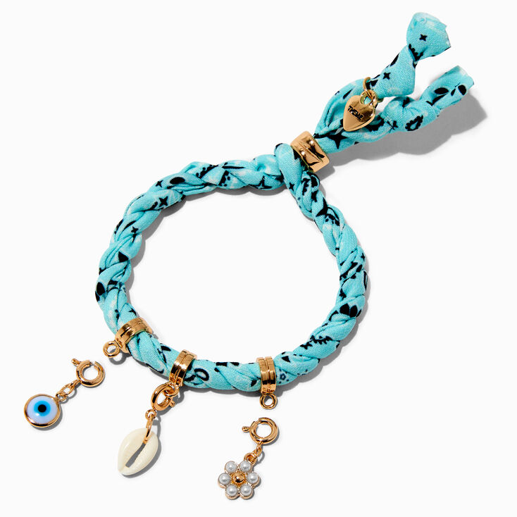 T H E M E x Claire&#39;s Light Blue Bandana Rope Charm Bracelet,