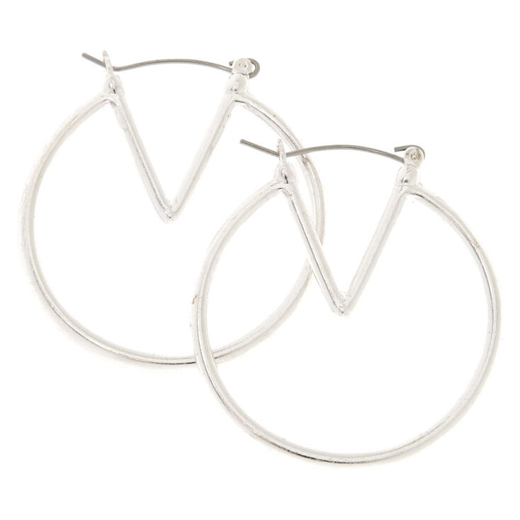 40MM Silver Tone Geometric Hoop Earrings,
