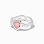 Pink Heart Silver-tone Barbed Wire Ring,