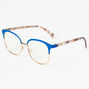 Tortoiseshell Browline Clear Lens Frames - Navy Blue,
