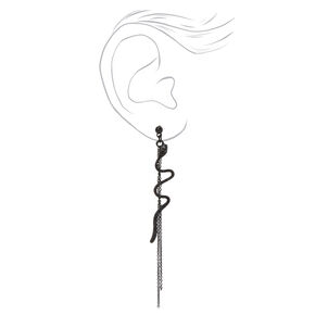 Black 3.5&quot; Crystal Snake Drop Earrings,